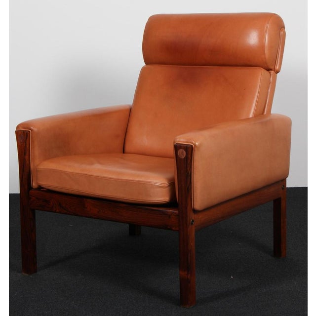 Wood Set of Model AP62 Lounge Chair and Ottoman in Leather by Hans J. Wegner, 1960s For Sale - Image 7 of 12