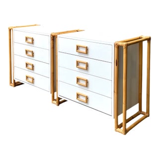 Vintage Rattan and Laminate Dresser For Sale