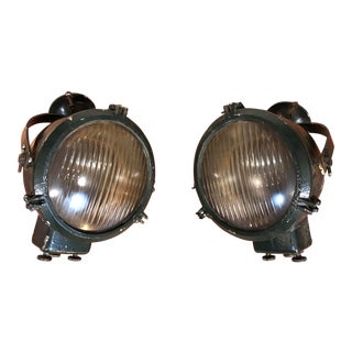 Vintage Ship's Lights - Large Spotlights - a Pair For Sale