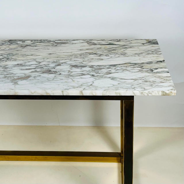 Metal Chic Minimalist Patinated Brass and Marble Console or Library Table For Sale - Image 7 of 11