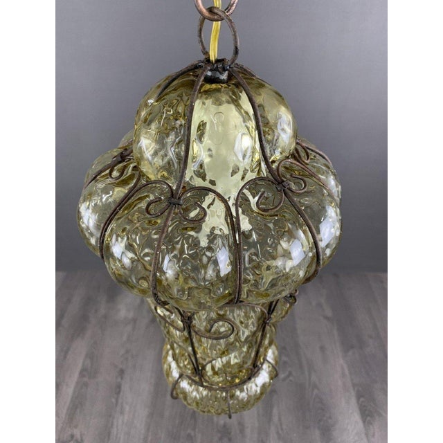 19th Century 19th Century Metal and Murano Glass Lantern Pendant Light For Sale - Image 5 of 6