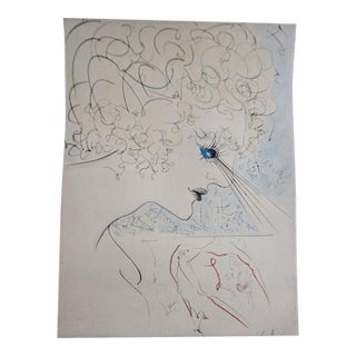 1960s Dali La Venus Fourrures Head Hand Signed Etching Argillet Certified Surreal Art For Sale