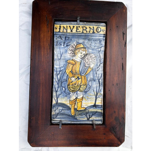 Antique Italian Hand Painted Terracotta Tiles For Sale - Image 12 of 17
