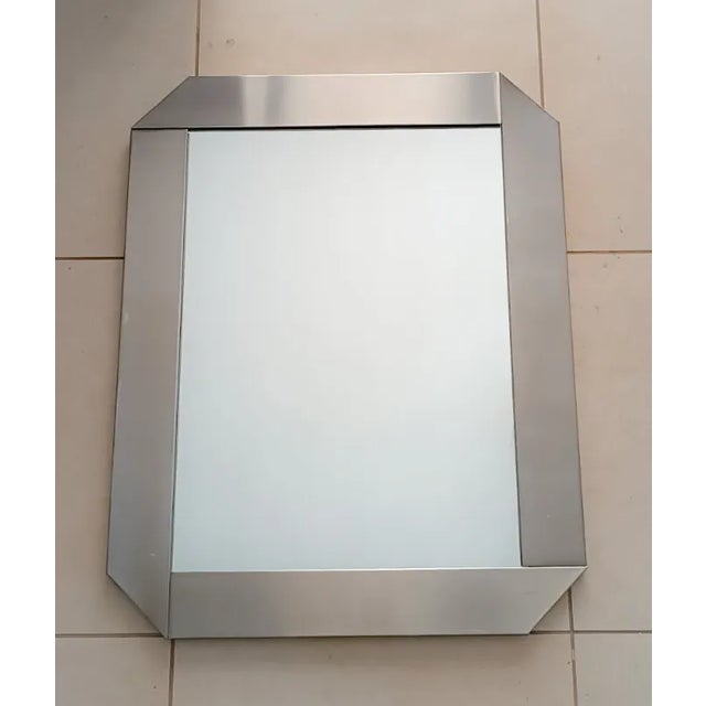 Rectangular Chrome Wall Mirror attributed to Gaetano Sciolari for Valenti, 1970s For Sale - Image 6 of 6