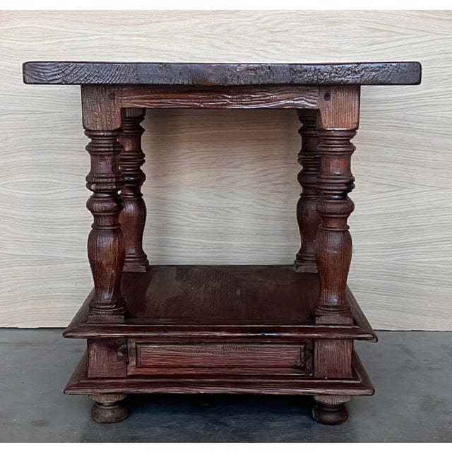 Brutalist Pair of Spanish Brutalist Walnut Side or Coffee Tables With Low Shelve For Sale - Image 3 of 11