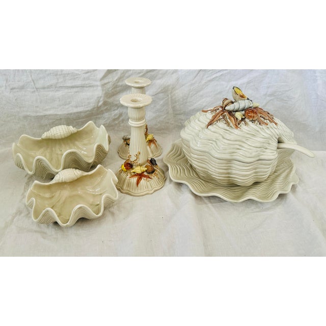 Vintage Fitz & Floyd "Shell" Serving Bowls in the shape of clam shells. Perfect for a coastal home or beach themed garden...