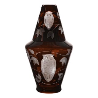 ARTEL Night Owl Bedside Decanter in Mahogany - 2 Pieces For Sale