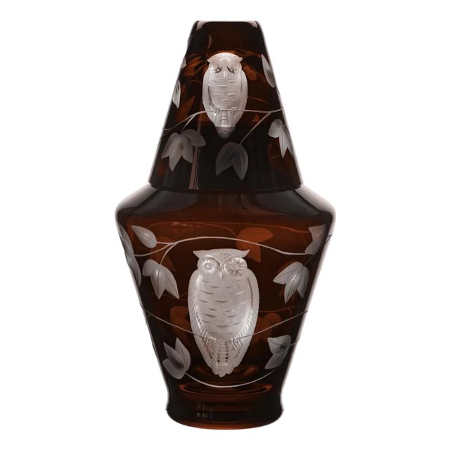 ARTEL Night Owl Bedside Decanter in Mahogany - 2 Pieces For Sale