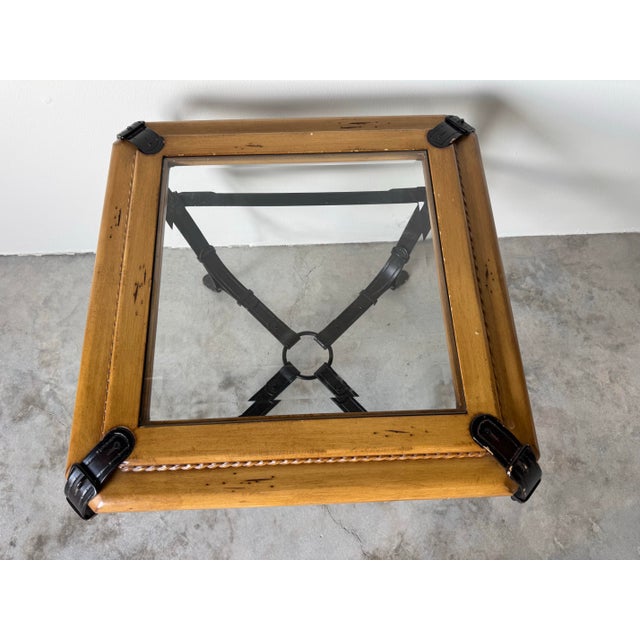 Vintage Adnet Hermès-Style Equestrian Strap End Table/ Sold For Sale - Image 4 of 12