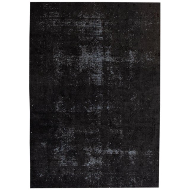Charcoal Vintage Overdyed Handmade Allover Designed Wool Rug 7'9" X 11' For Sale - Image 9 of 9