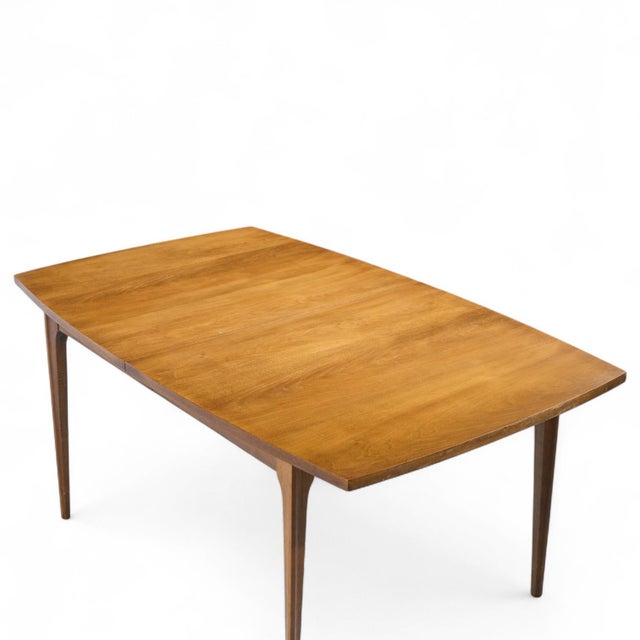 Broyhill Brasilia Mid Century Expanding Walnut Dining Table With 3 Leaves For Sale - Image 9 of 10