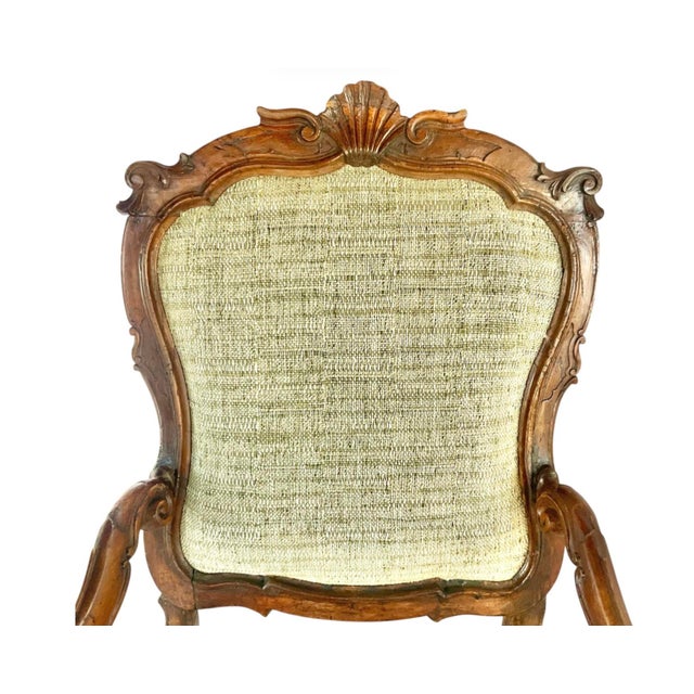 Mid-18th Century Venetian Rococo Armchairs, Carved Walnut, Italy For Sale - Image 4 of 12