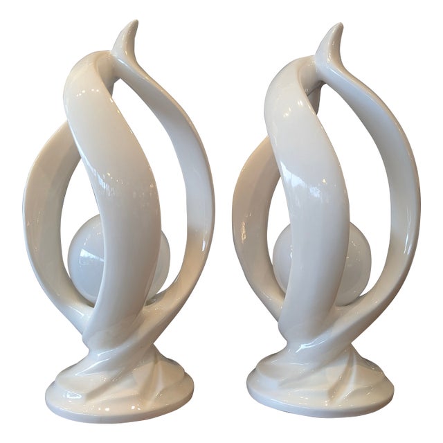 Helix Lamps - Modern -Vintage Large 22" Retro Ceramic- Minimalist For Sale