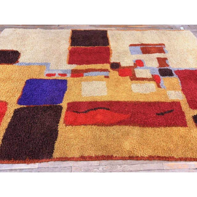 1920s 1920s Multicolor Geometric Modern Antique European Art Deco Room Sized Wool Rug For Sale - Image 5 of 6