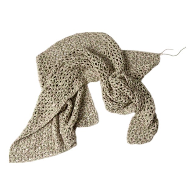 Vintage Hand-Knit Throw Blanket For Sale