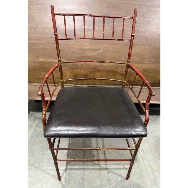 1950s Vintage Chinese Chippendale Cast Iron Faux Bamboo Chair For Sale - Image 5 of 6