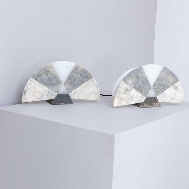 Modern 1970s Pair of Modernist Italian Alabaster Table Lamps For Sale - Image 3 of 7