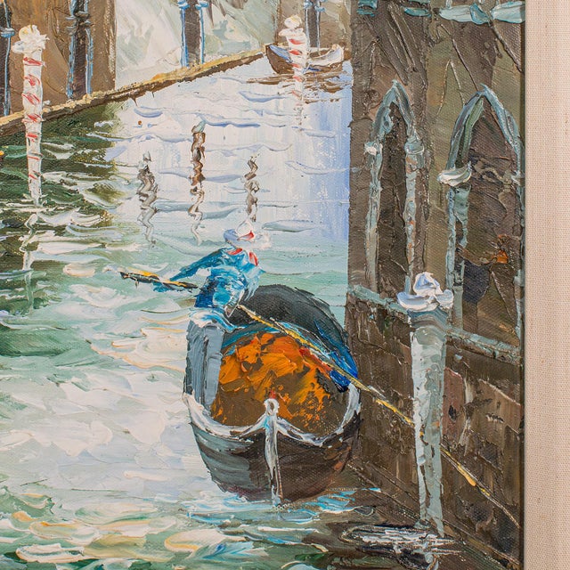 1980's Vintage Venetian Canal Painting For Sale - Image 6 of 9