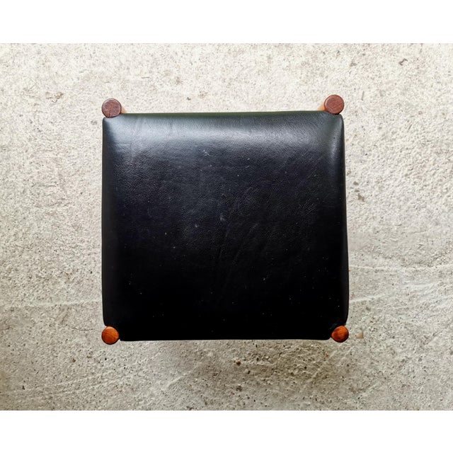1960s Mid-Century Teak and Leather Stool, Scandinavia, 1960s For Sale - Image 5 of 8