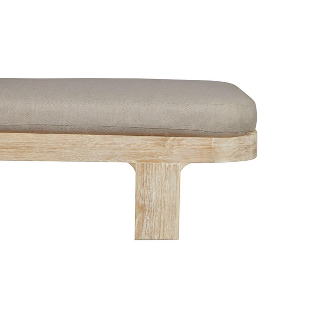 Brown Eclipse Outdoor Solid Teak Wood Natural Look Sun Lounger - Grey Fabric For Sale - Image 8 of 11