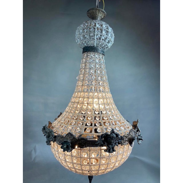 1970s French Louis XVI Charcoal Bronze Chandeliers 2pc- Pair For Sale - Image 4 of 18