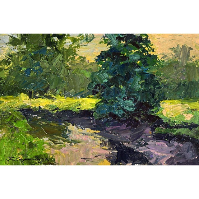 Oil Painting a Walk Through the Evening Forest Boris Serdyuk For Sale