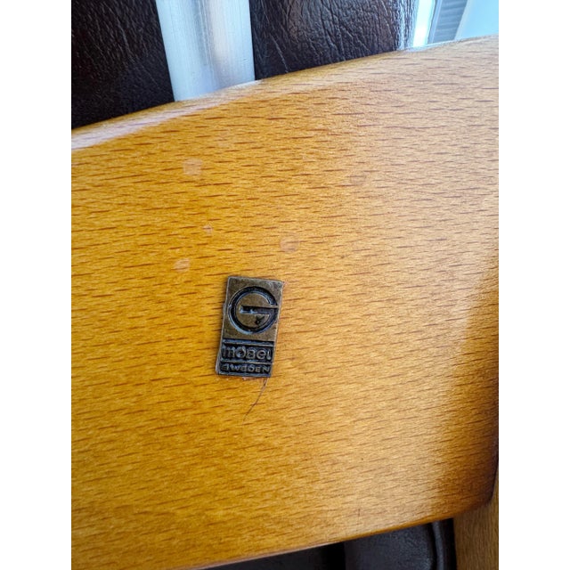 Authentic Göte Möbler Swedish Leather Lounge Chair & Ottoman | Mid Century Modern Teak Armchair | 1970s Scandinavian Design For Sale In Naples, FL - Image 6 of 12