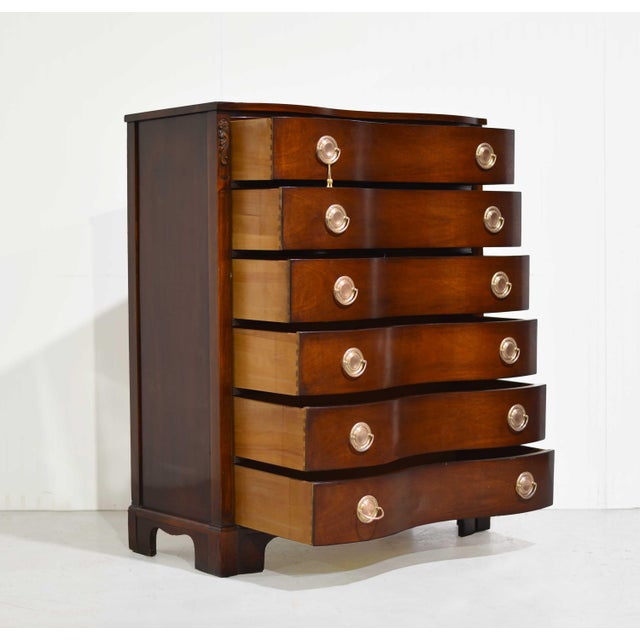 Mid Century Regency Style Mahogany Serpentine Tallboy the Darlington Collection by Kent Coffey For Sale In Chicago - Image 6 of 13