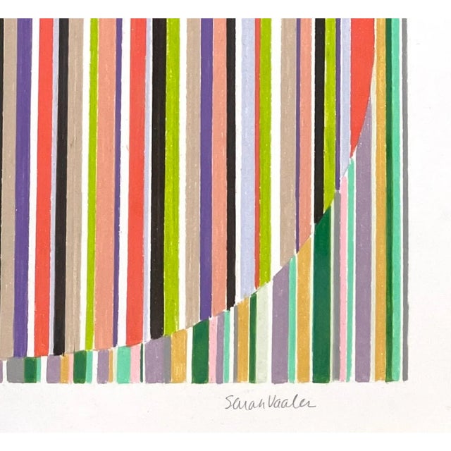 This piece features multicolor stripes with a prominent amorphous design. Created with color pencil on paper. Colors...
