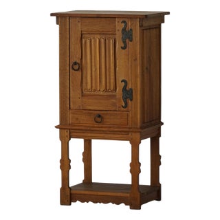 Scandinavian Narrow Oak Cabinet, 1950s For Sale