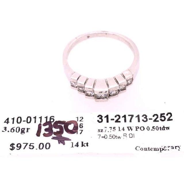 14 Karat White Gold Diamond Half Anniversary Bridal Wedding Ring For Sale In New York - Image 6 of 9