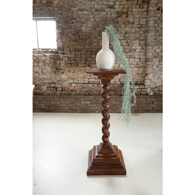 Antique Oak Barley Twist Pedestal / Plant Stand - 109 Cm Height, 1920 For Sale - Image 9 of 13