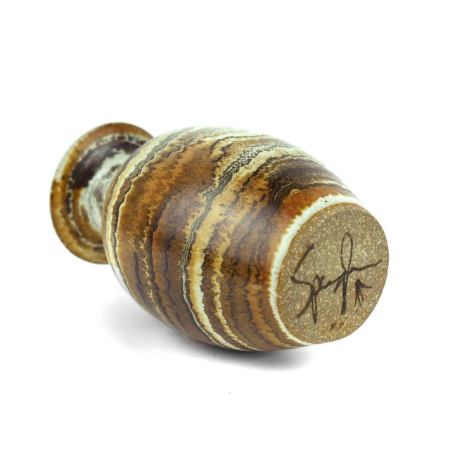 Ceramic Vintage Glenn Spangler Studio Pottery Banded Stoneware Vase Signed For Sale - Image 7 of 7