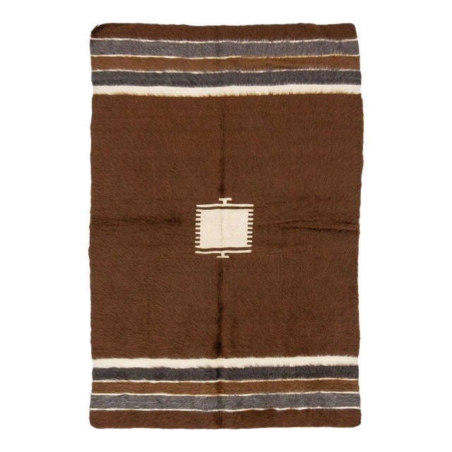 Brown Vintage Turkish Blanket Kilim Rug For Sale