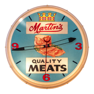Vintage Martin's Quality Meats Lighted Advertising Clock