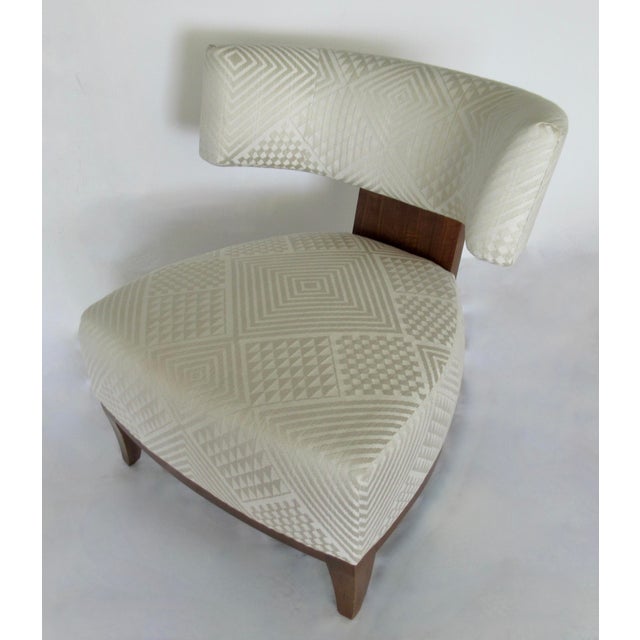 2010s C2010 Donghia Walnut "Egos," Klismos-Style Lounge Chair & Ottoman With Donghia "Nomad," Jacquard Textile -Set For Sale - Image 5 of 18