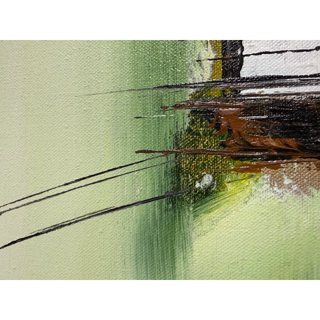 Green Ashton III Framed "Cable Car 1979" Oil on Canvas, Vintage For Sale - Image 8 of 12