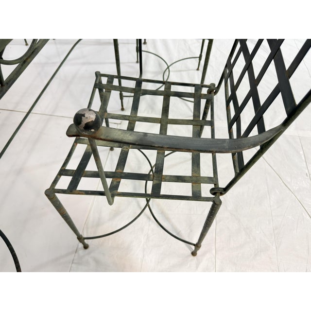 1970s Mario Papperzini for Salterini Iron Patio Dining Set, 6 Chairs & Matching Table, Attributed For Sale - Image 15 of 18