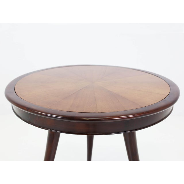 1940s 3-Legged Center Table with Swivel Top in Walnut and Leather by Paolo Buffa, Italy, 1940s For Sale - Image 5 of 9