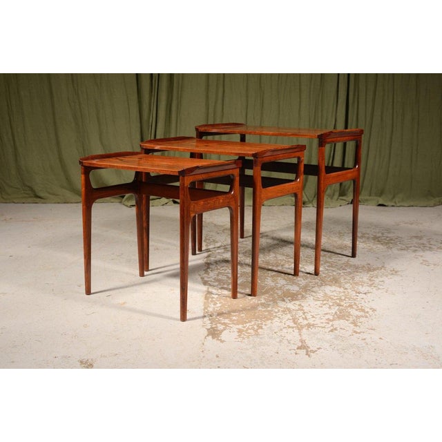 Mid-Century Rosewood Nesting Tables by Domus Danica for Heltborg Møbler, 1960s For Sale - Image 6 of 11