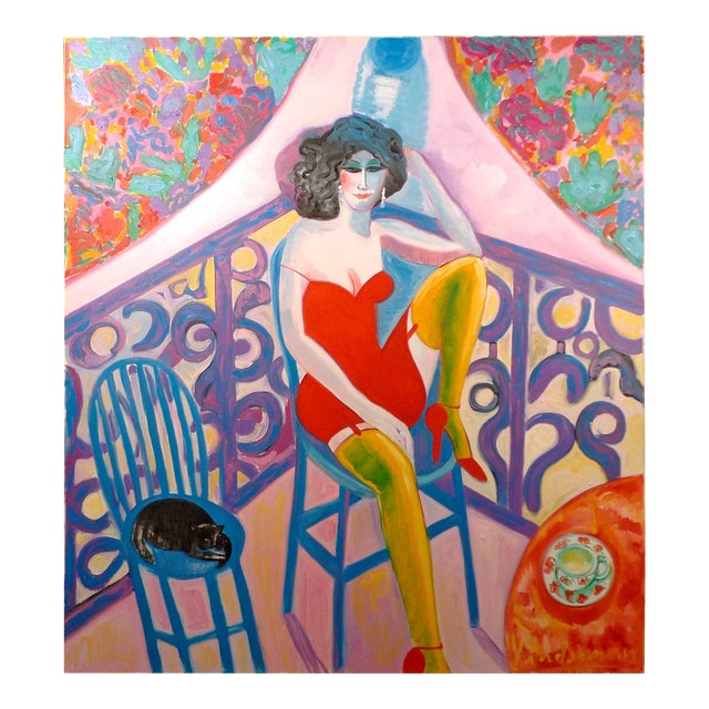 Earl Linderman "Blue Moon and Empty Arms" Signed Original Oil Painting For Sale