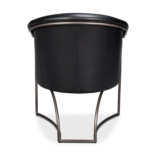2020s Black Leather Tub Chair For Sale - Image 5 of 11