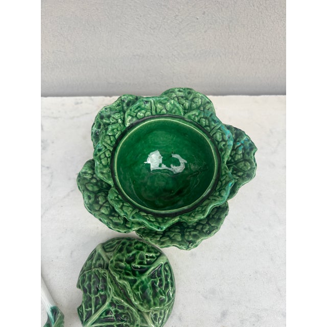 Rustic Small Portuguese Majolica Cabbage Tureen Caldas Da Rainha Circa 1950 For Sale - Image 3 of 6