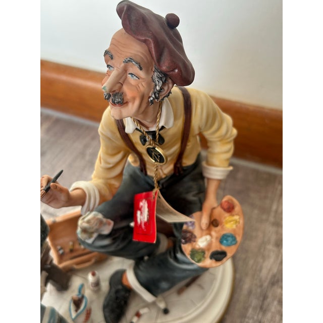 Vintage Signed Rori Capodimonte Figurine Painter at Easel Venice Torre Dell Orologio La Medea Italy Flawless With Tag For Sale - Image 10 of 11