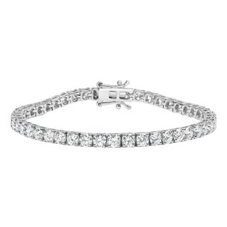 14K White Gold 1.00 Cttw Prong Set Lab Grown Round Diamond Classic Tennis Bracelet (F-G Color, VS2-SI1 Clarity) - 7.25" For Sale