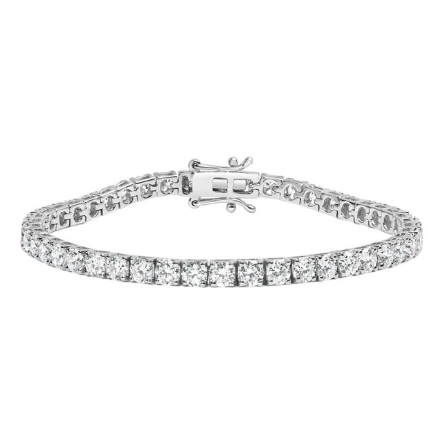 14K White Gold 1.00 Cttw Prong Set Lab Grown Round Diamond Classic Tennis Bracelet (F-G Color, VS2-SI1 Clarity) - 7.25" For Sale