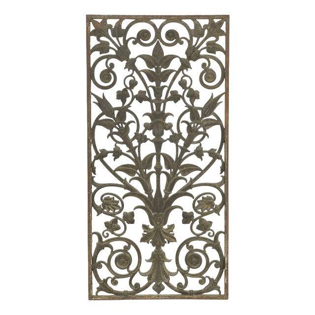 Decorative Floral Cast Iron Grille For Sale