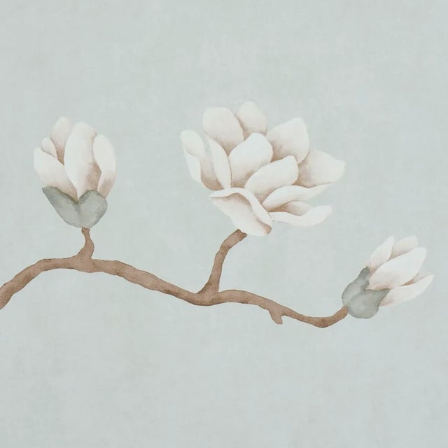 Contemporary SAMPLE - Schumacher Magnolia Tree Wallpaper In Dusty Sky For Sale - Image 3 of 4