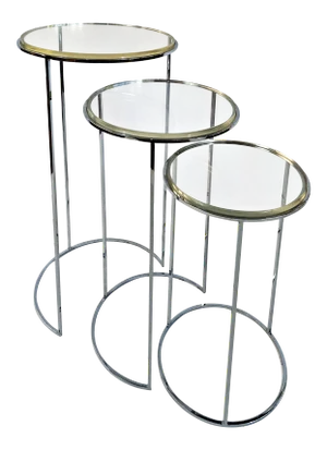 1960s Vintage Mid-Century Modern Lucite Nesting Pedestal Tables - Set of 3