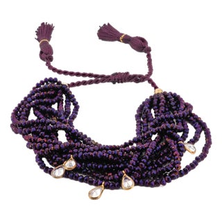 Crystal & Diamond Multi Strand Purple Adjustable Bracelet For Sale